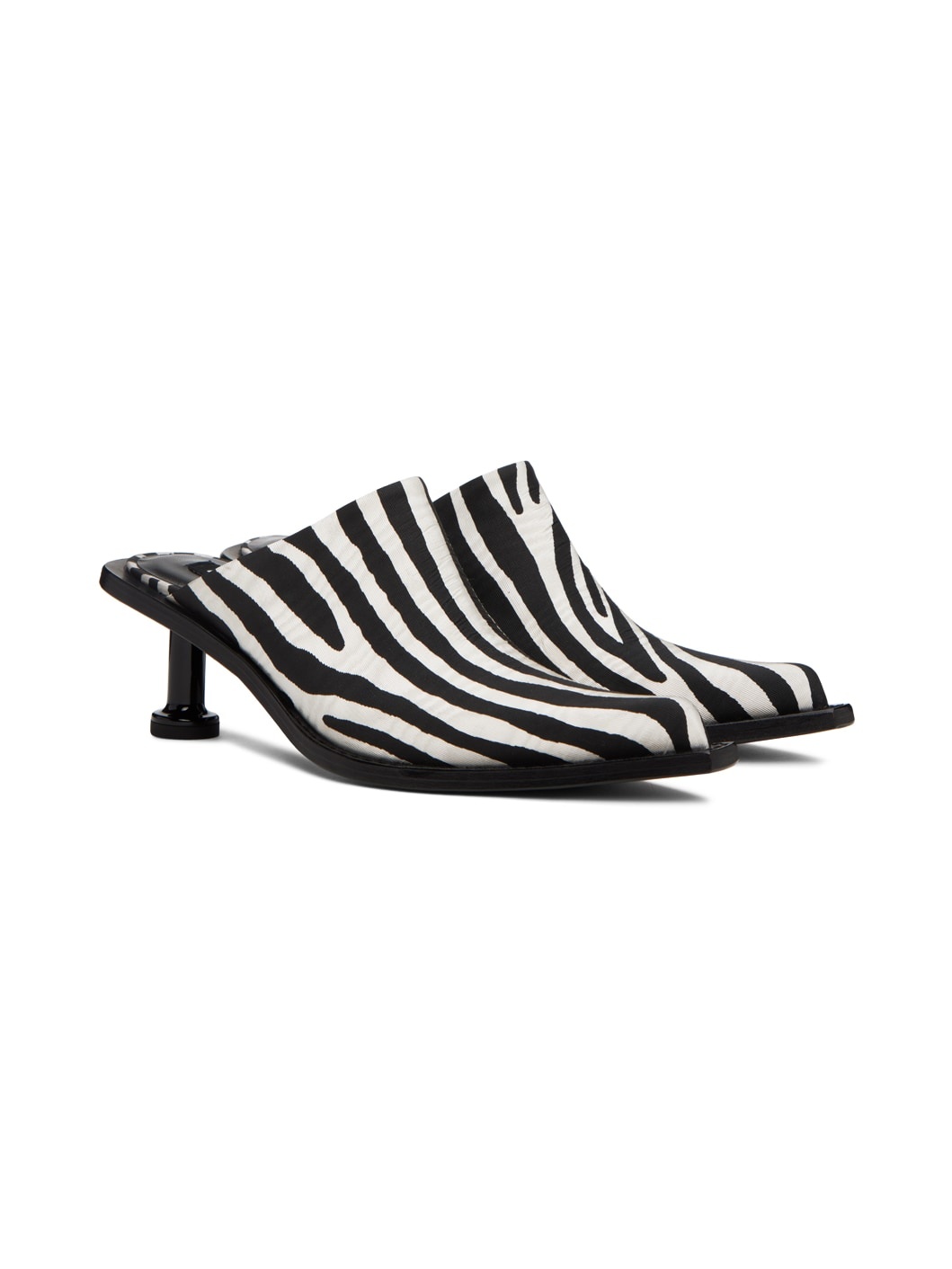 Black & White Bandi Mules - 4