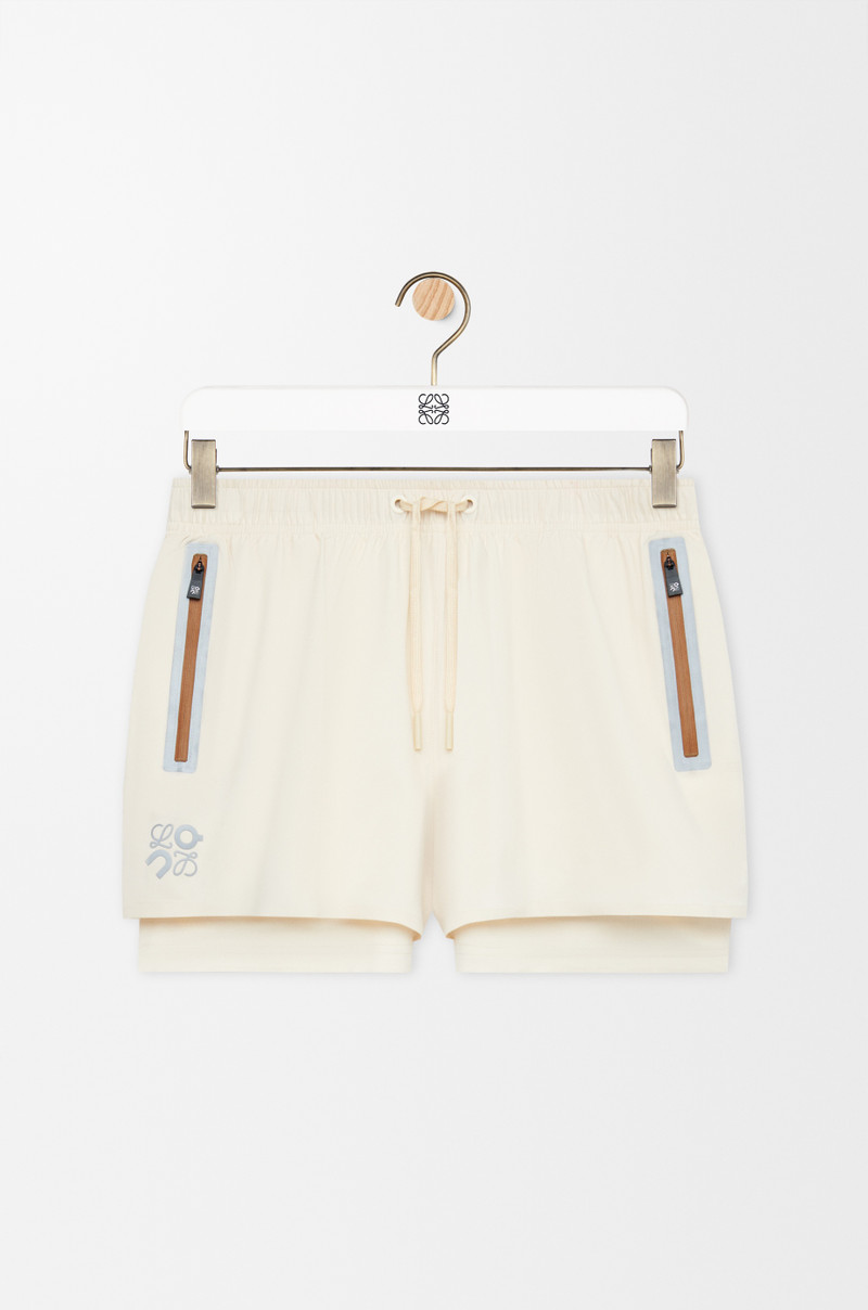Performance shorts in technical shell 1