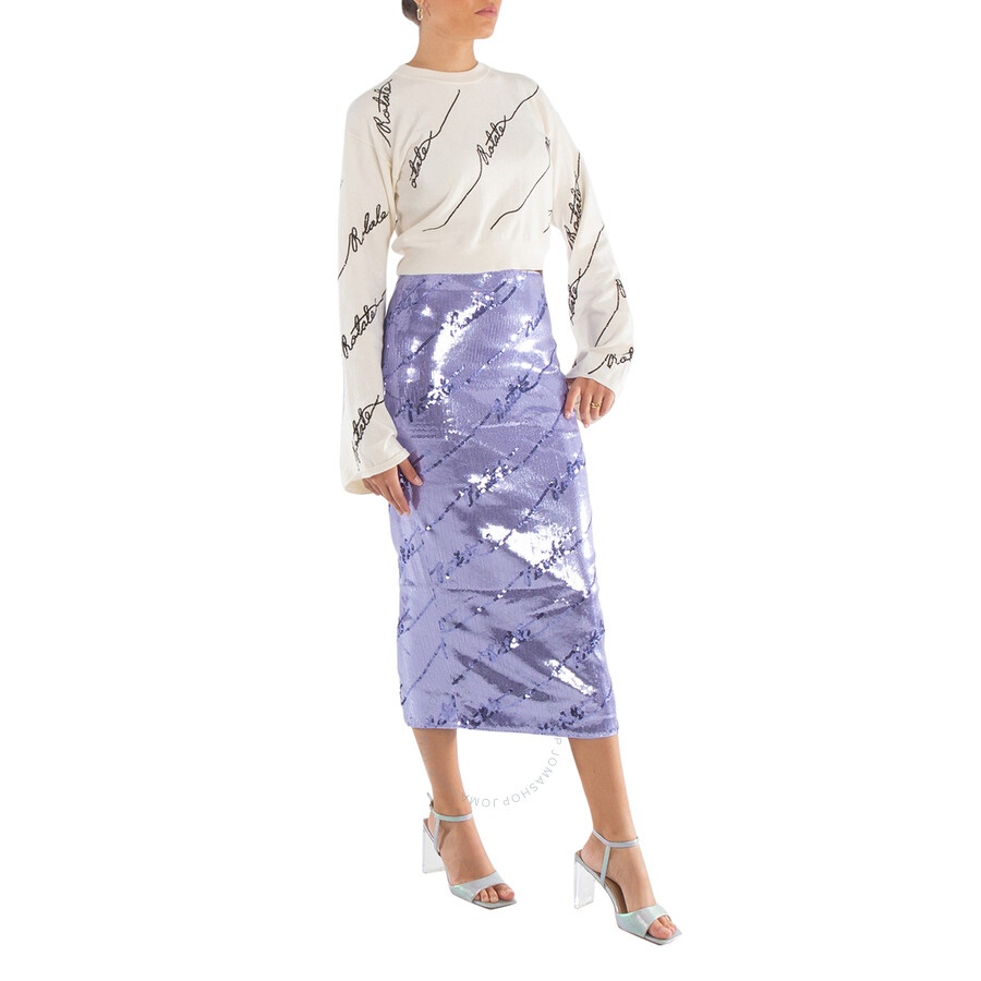 Rotate Birger Christensen Ladies Violet Tulip Sequin Midi Skirt - 6