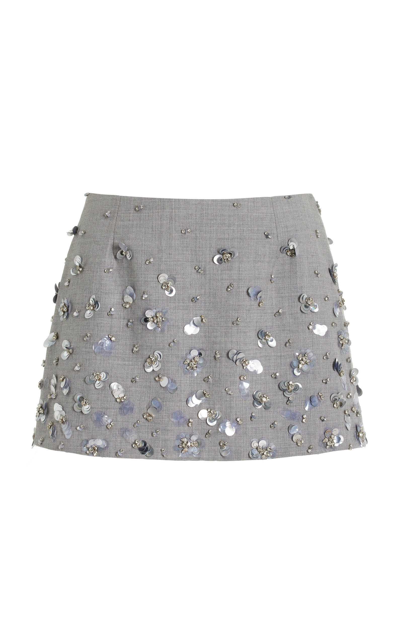 Larissa Embellished Wool Mini Skirt grey - 1