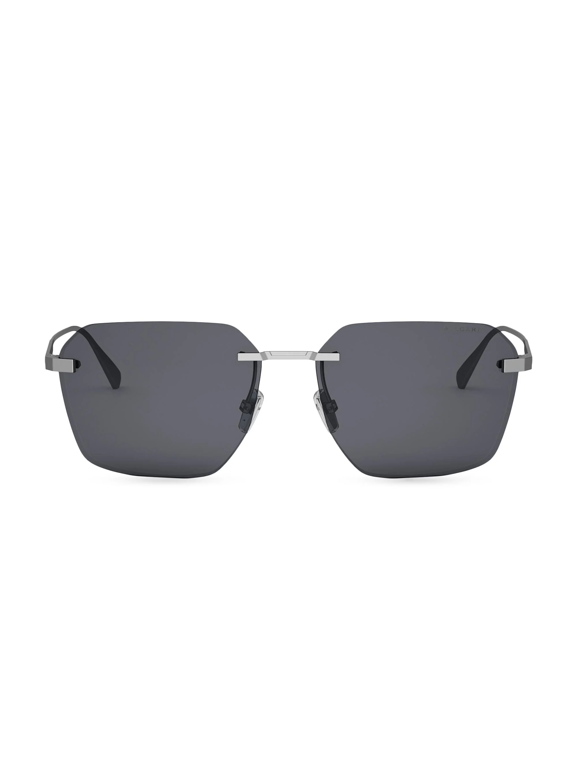 Men's Octo 61MM Rectangular Sunglasses - Palladium Grey Polarized - 1