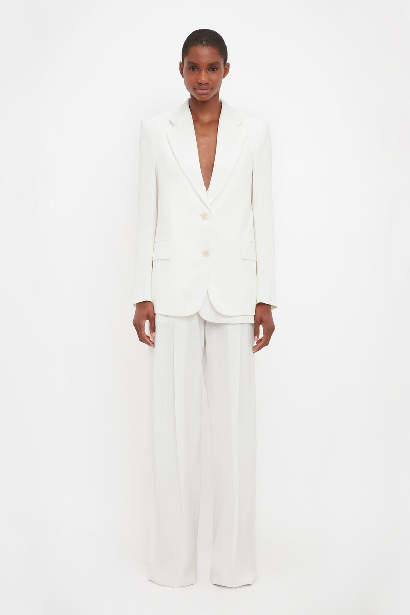 Asymmetric Double Layer Jacket in White 3