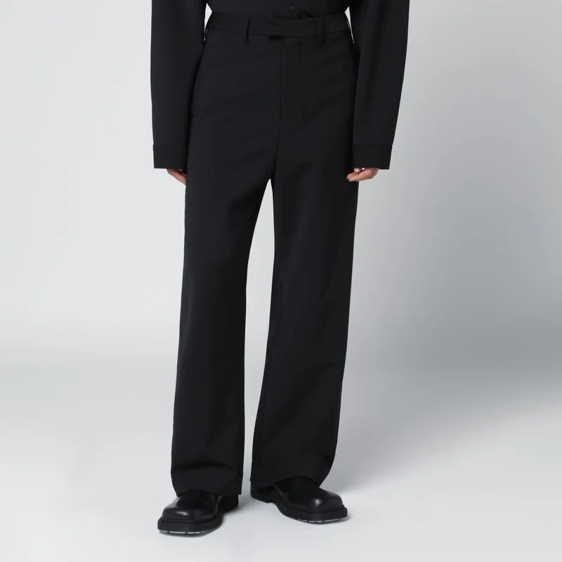 Black wool-blend trousers - 1