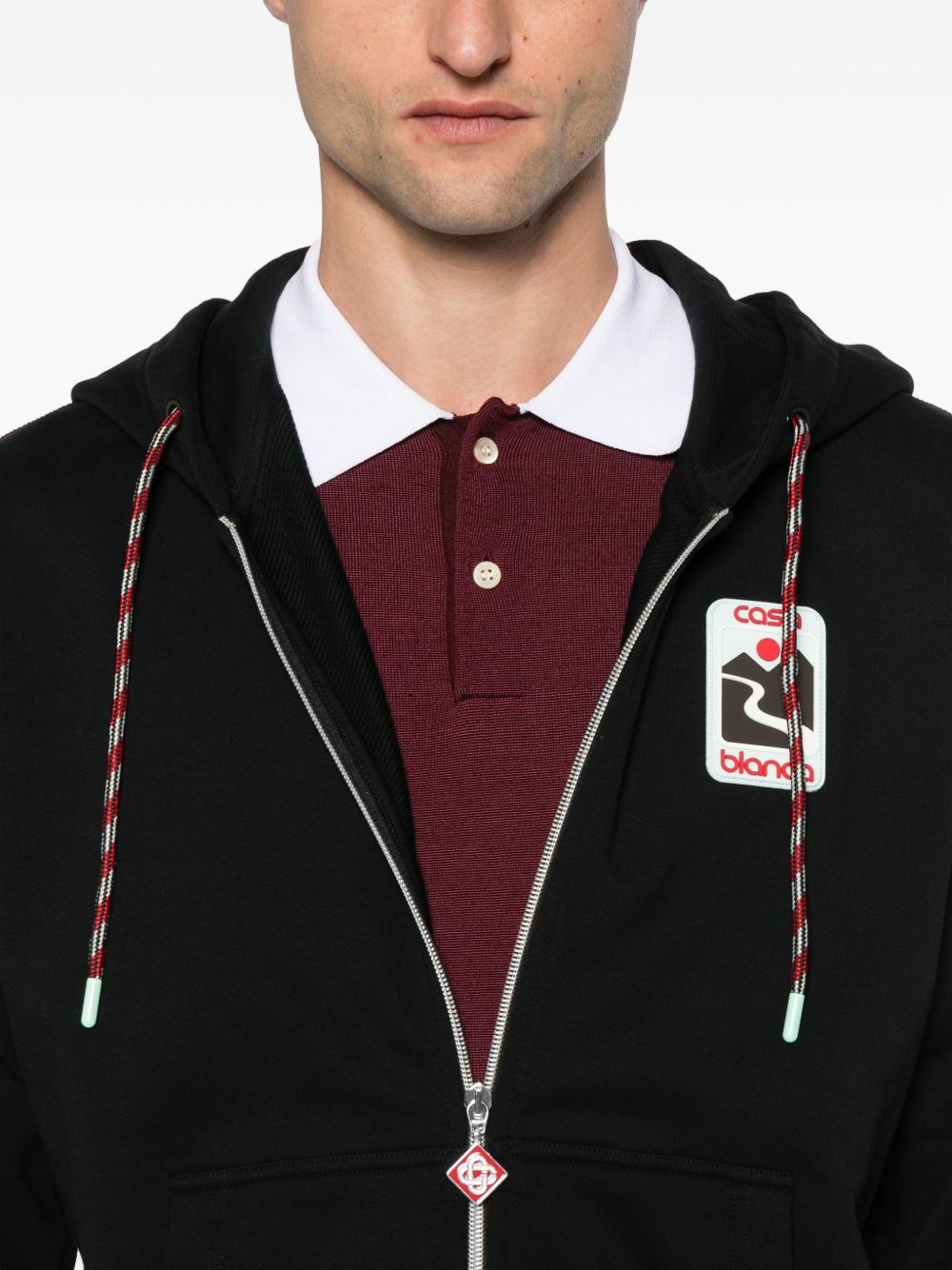 logo-patch zip-up hoodie - 5
