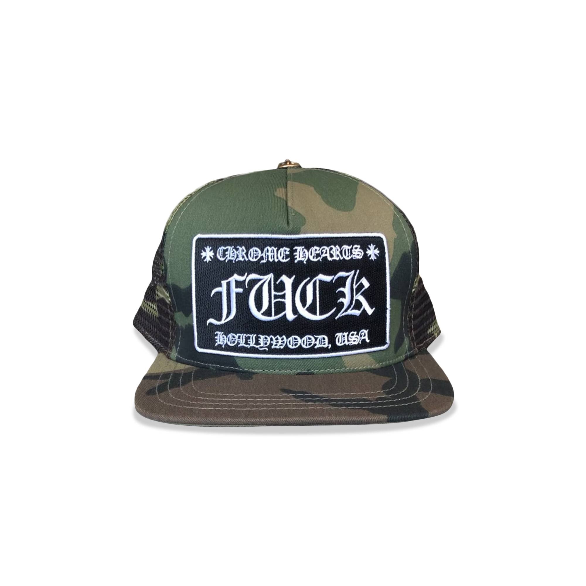 Chrome Hearts Fuck Hollywood Trucker Hat 'Green Camo' - 1