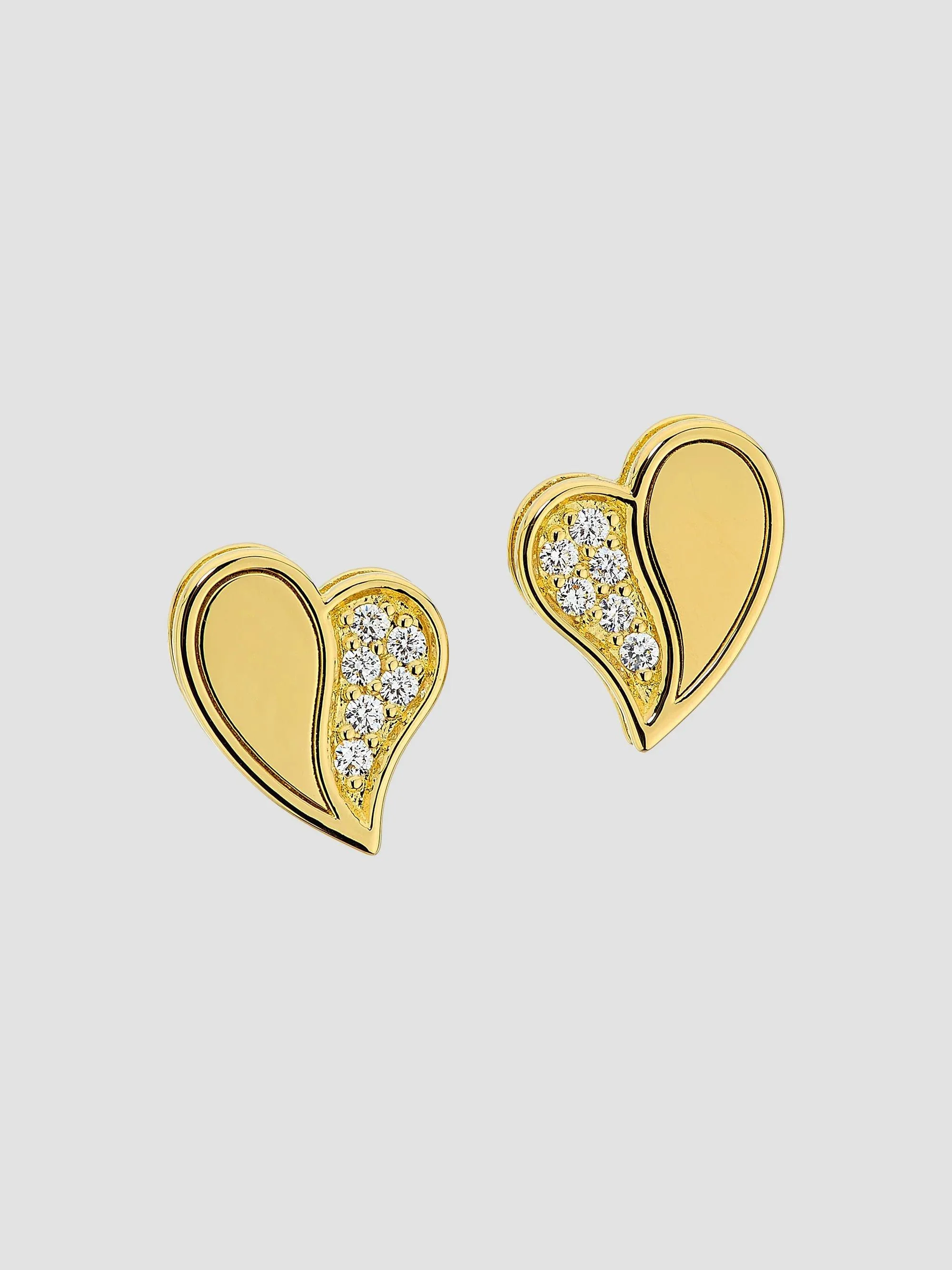 Women's Amorino 18K Yellow Gold & 0.06 TCW Diamond Heart Stud Earrings - Yellow Gold - 1