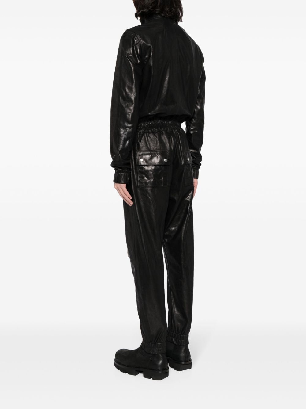 tapered-leg leather jumpsuit - 4