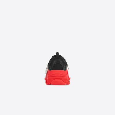 BALENCIAGA Men's Triple S Sneaker in Black/red outlook