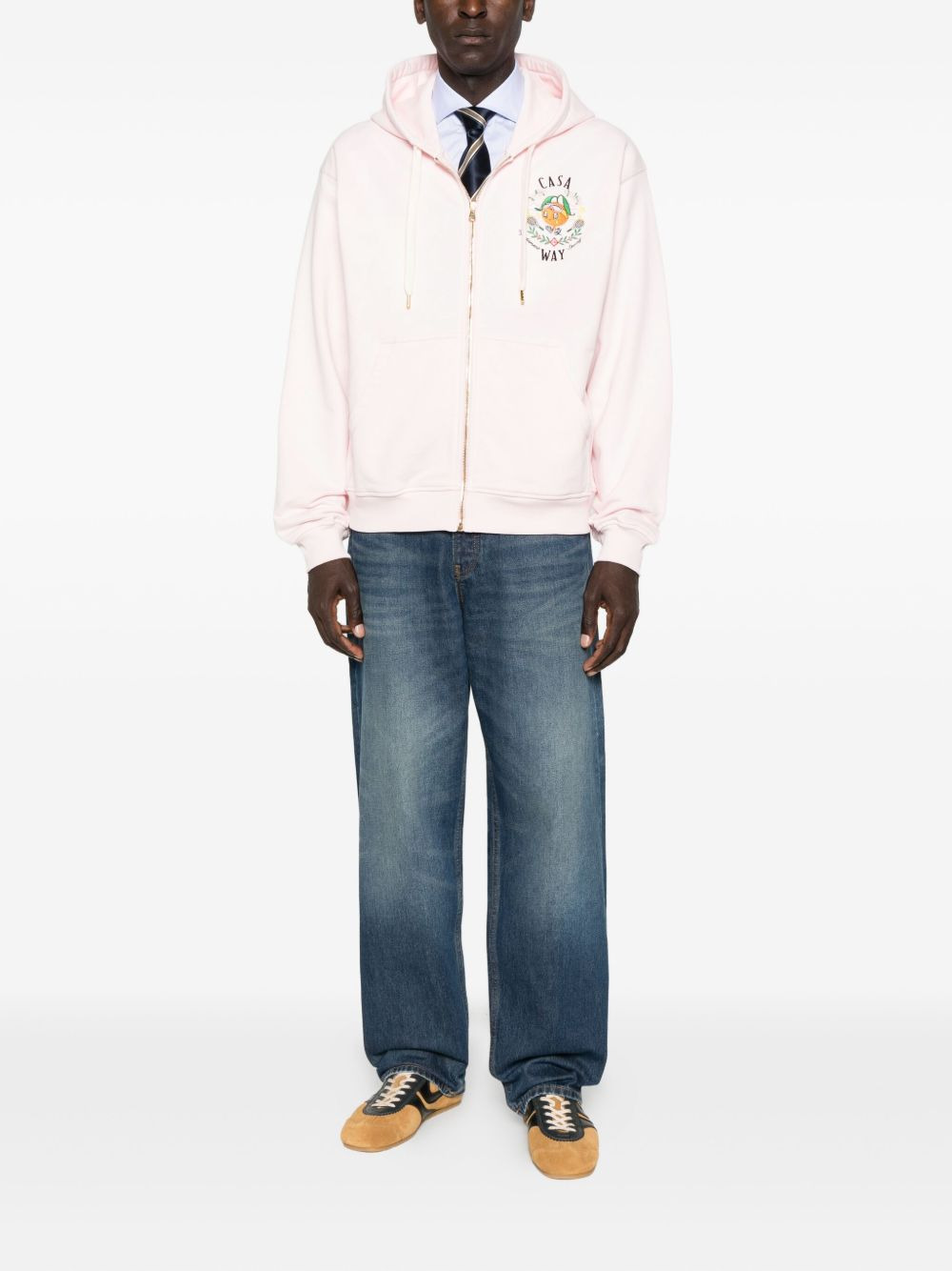 embroidered zip-up hoodie - 2