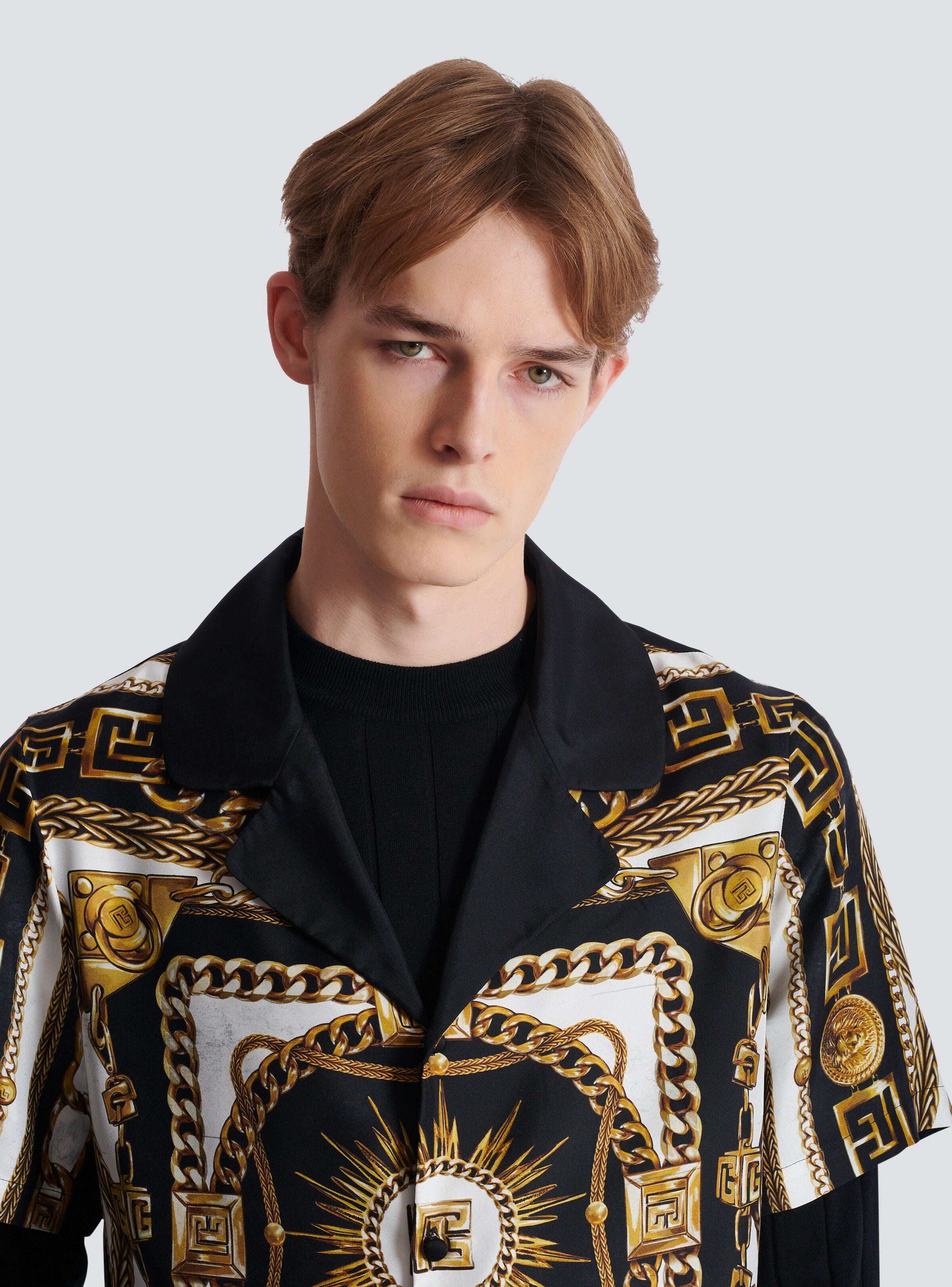 Printed pyjama shirt with Foulard Chaînes pattern - 7