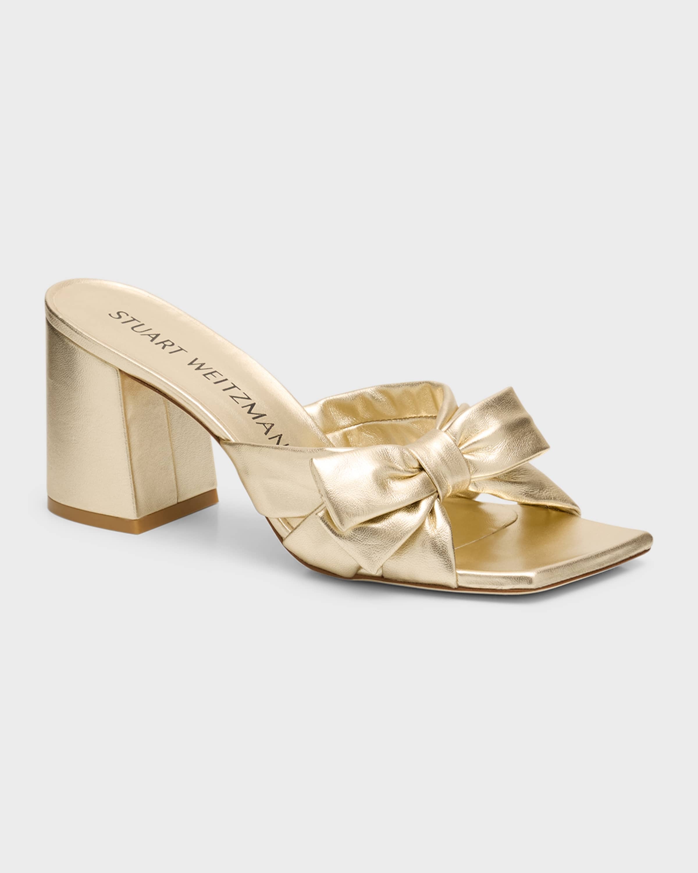 Sofia Metallic Leather Bow Mule Sandals - 5