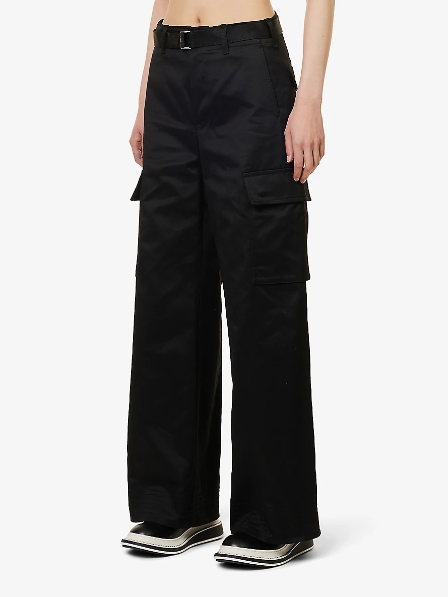 Wide-leg mid-rise cotton trousers - 3
