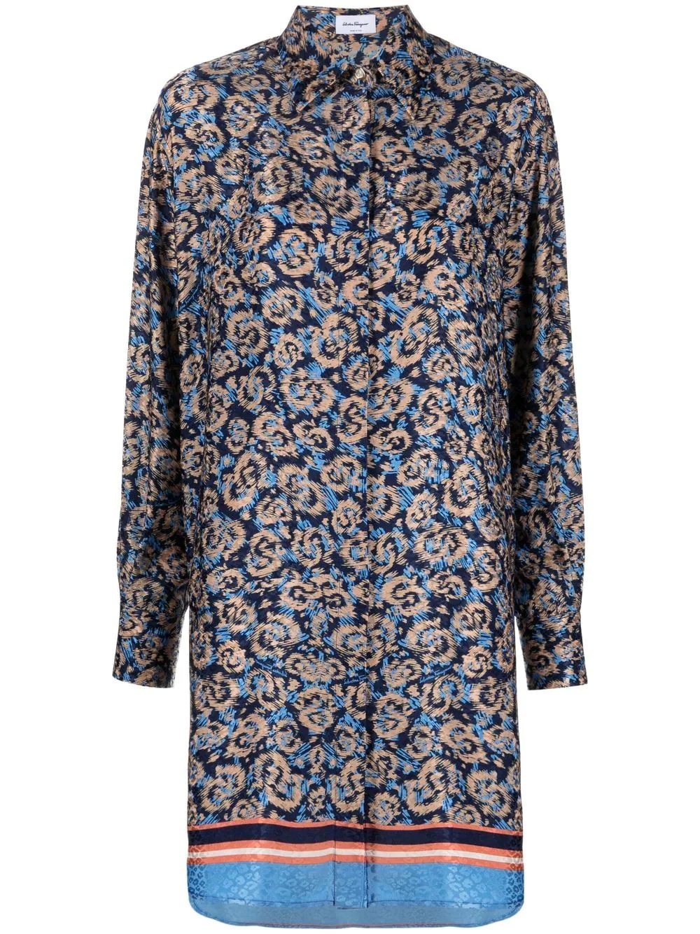 floral-print oversized silk shirt - 1