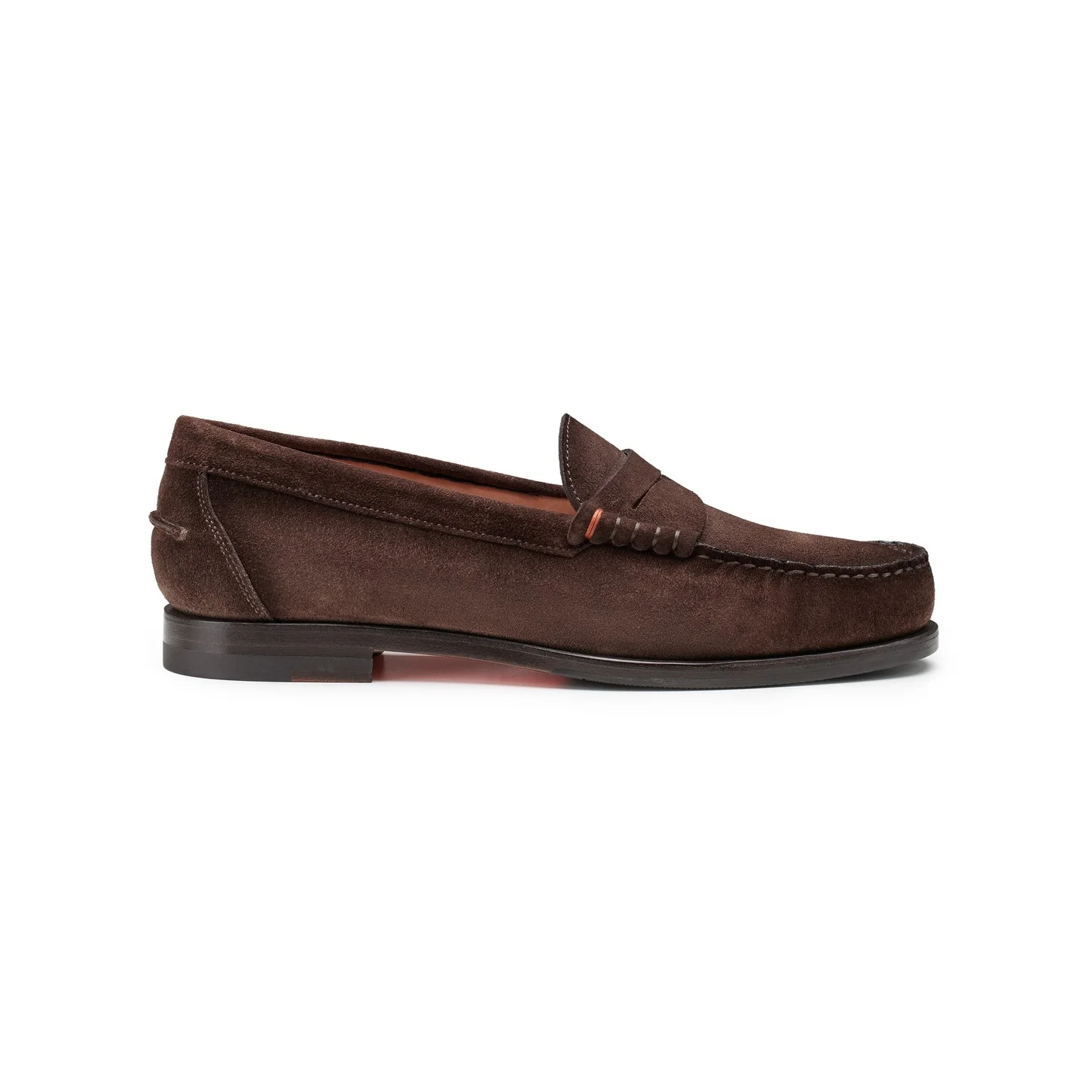 Women's dark brown suede penny loafer - 1