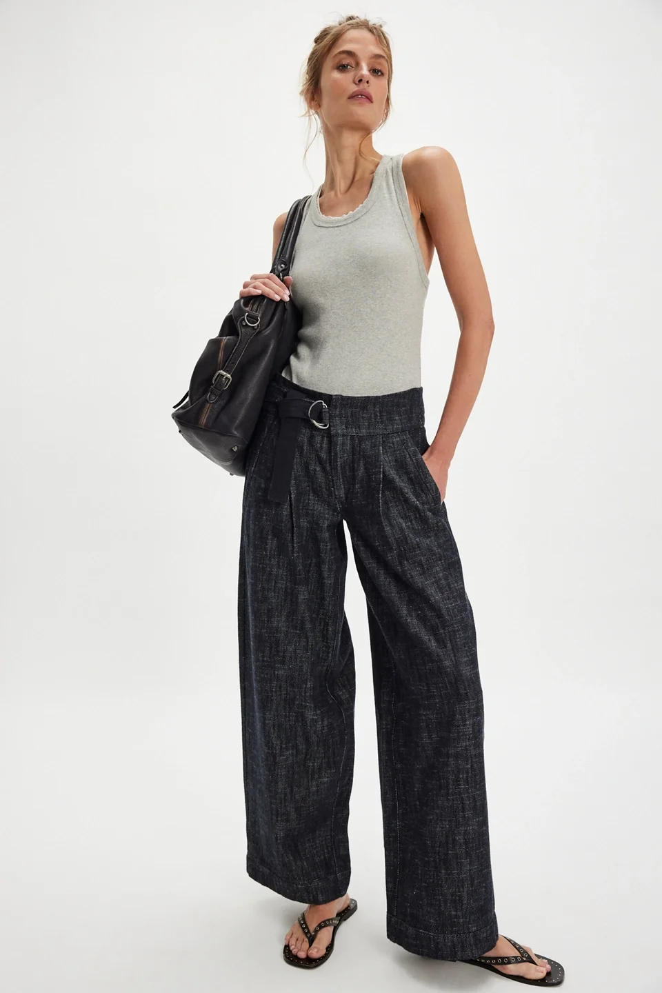 Ainsley Belted Wide-Leg Trousers - 1