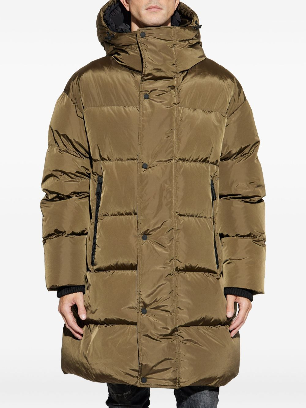 hooded quilted puffer coat - 3
