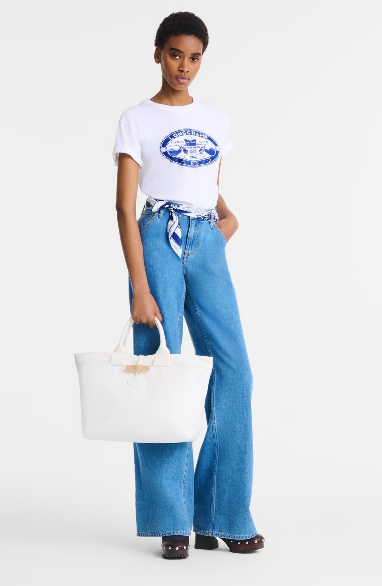 Longchamp Large Le Roseau Cotton Canvas Tote in Ecru at Nordstrom - 2