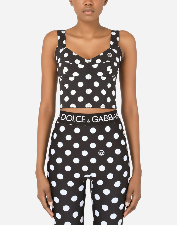 Stretch cady bustier with polka-dot print - 1