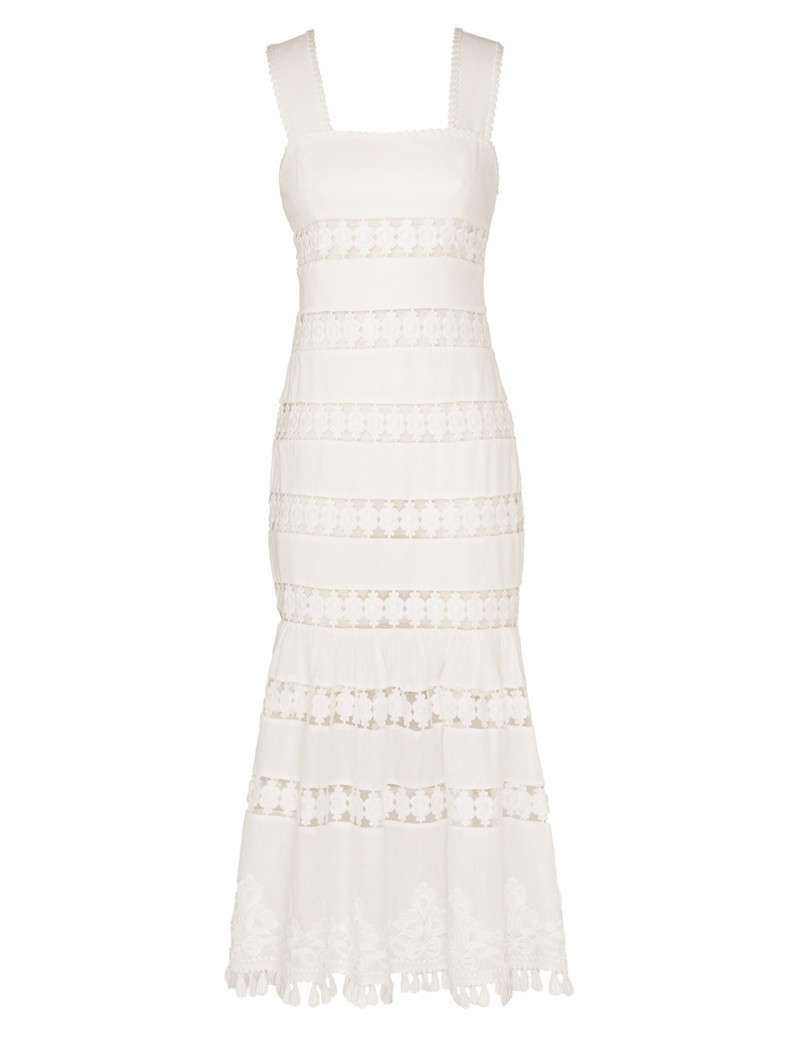 pop lace trimmed midi dress Zimmermann Pop Lace-Trim Midi Dress
