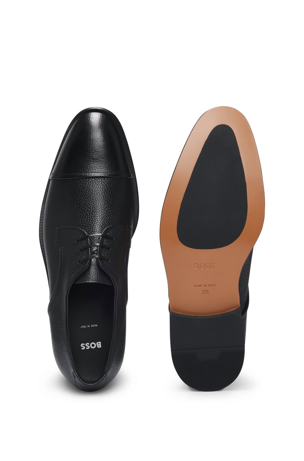 GRAINED-LEATHER DERBY SHOES WITH ANTI-SLIP SOLE - 4