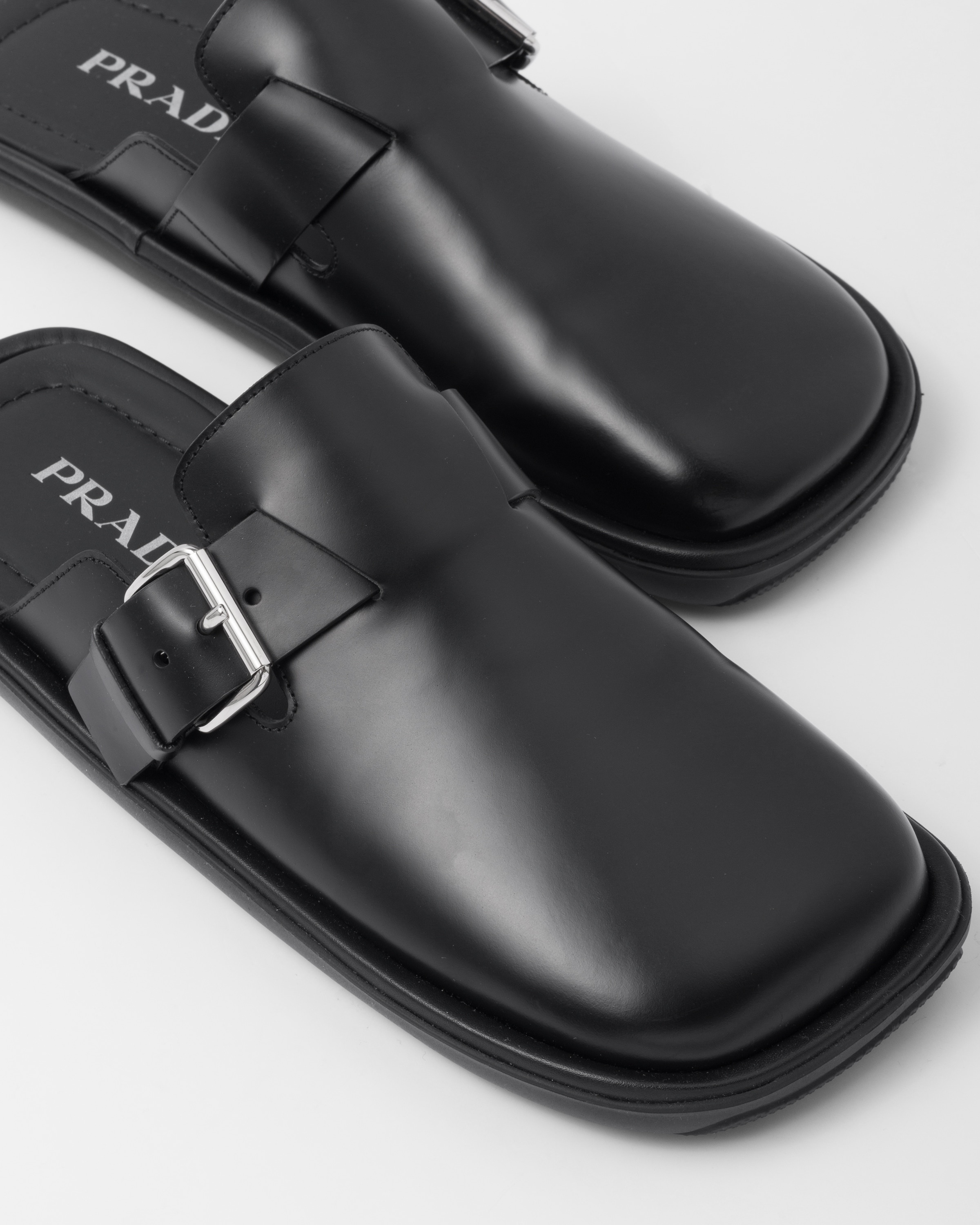 Brushed leather mules - 6
