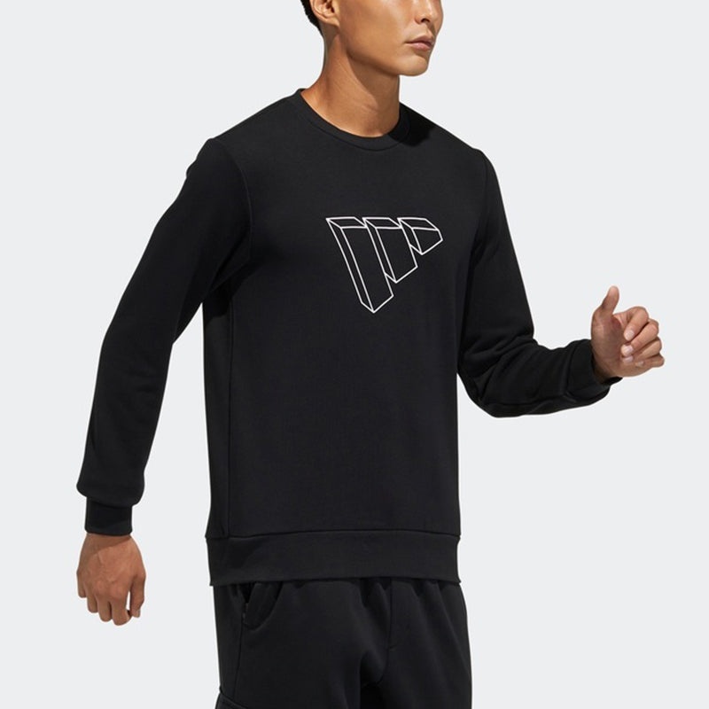 adidas Fi Swt Ft Bos Logo Printing Sports Round Neck Pullover Black GP0987 - 5