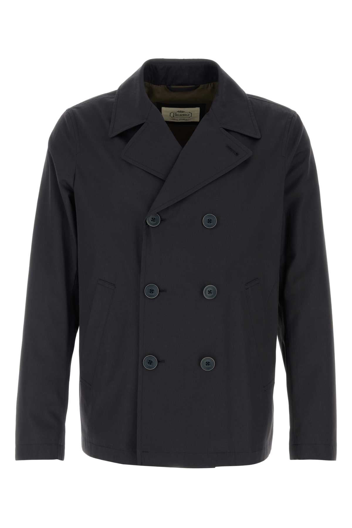 Herno Men Navy Blue Cotton Trench Coat - 1