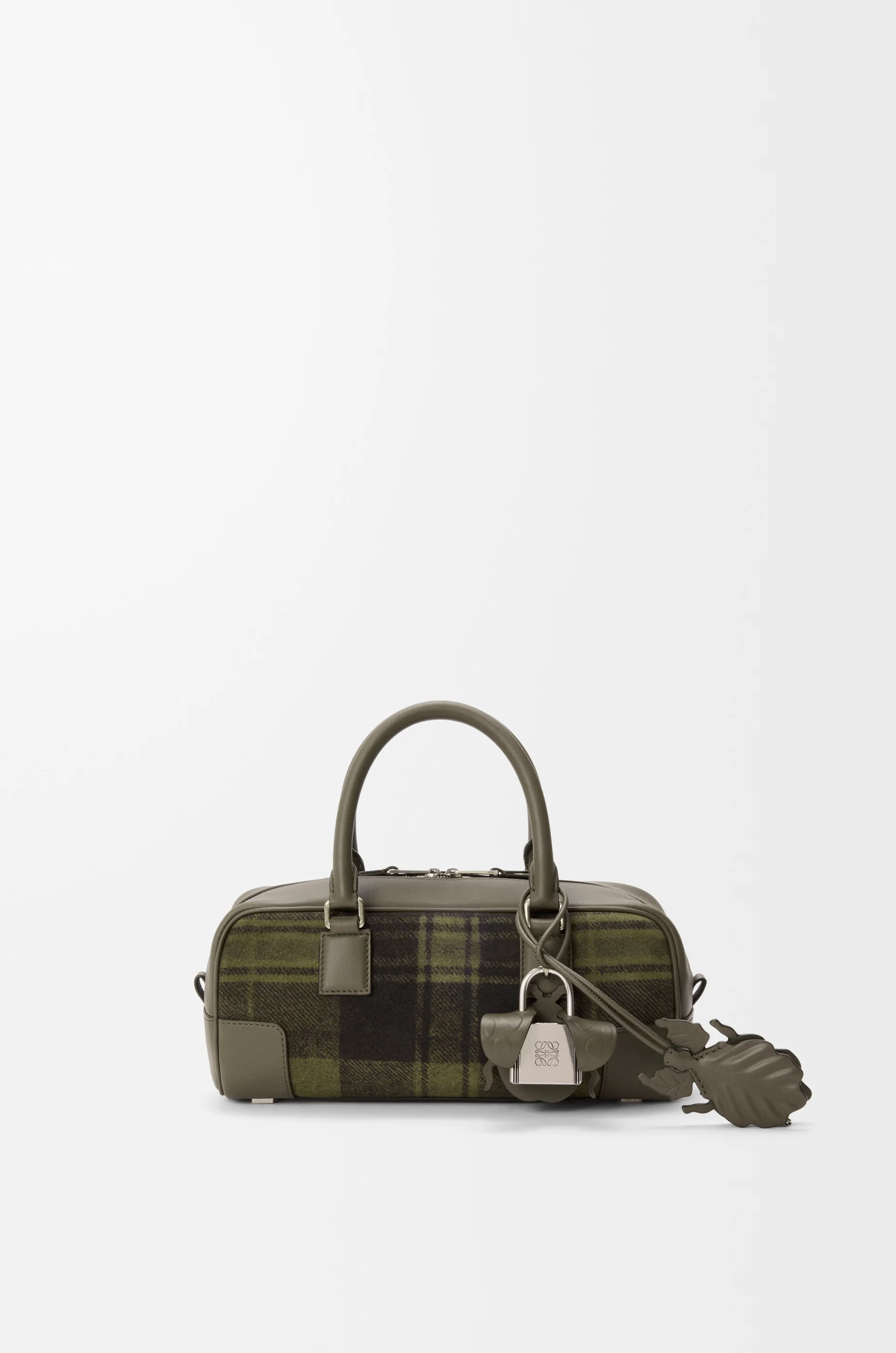 Amazona 23 cropped bag in tartan suede and nappa calfskin - 1