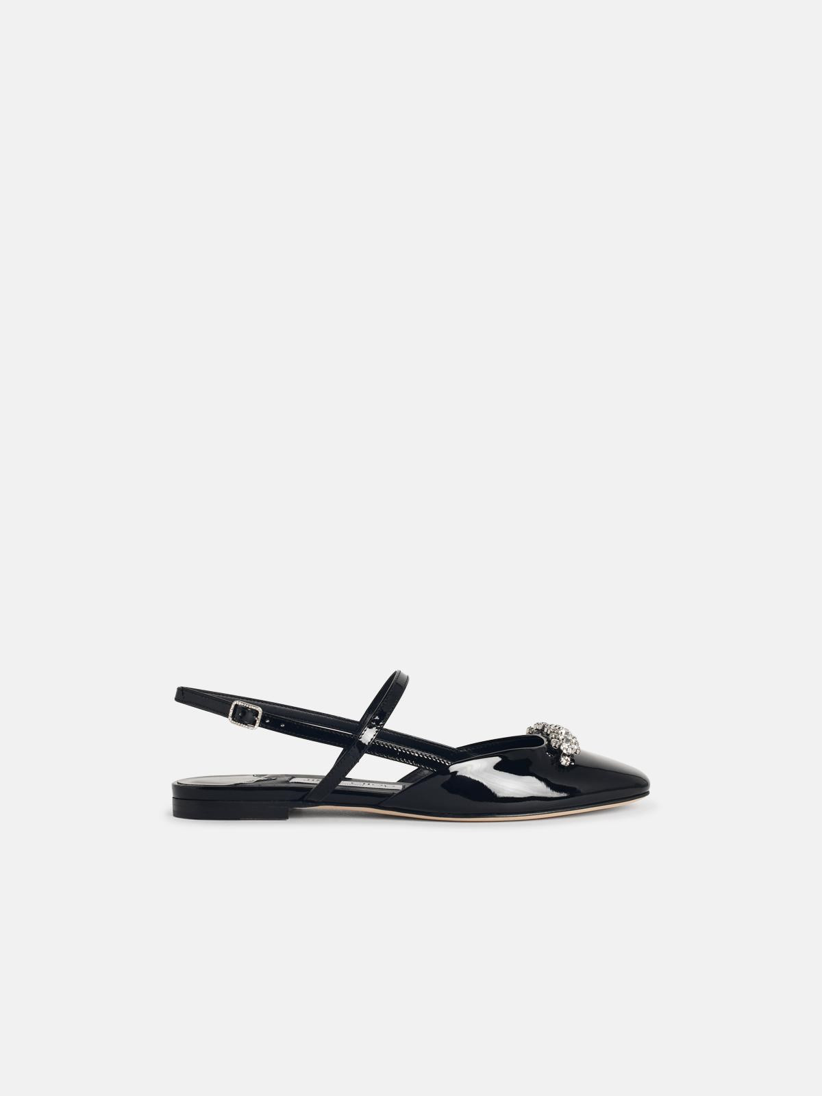 'BELINDA SB FLAT' BLACK LEATHER BALLET FLATS - 1