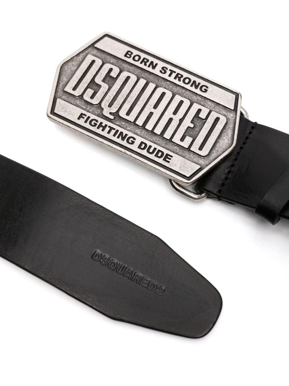 logo-plaque leather belt - 2