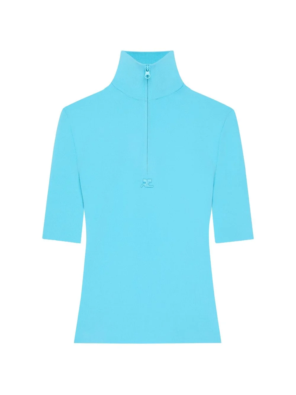 zipped mock-neck top - 1