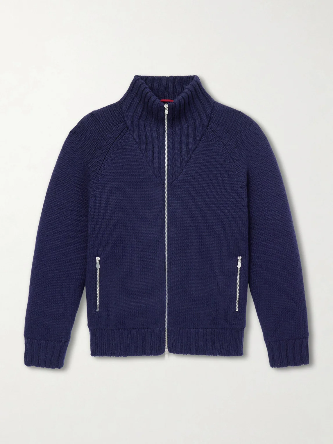 Cashmere Zip-Up Down Cardigan - 1