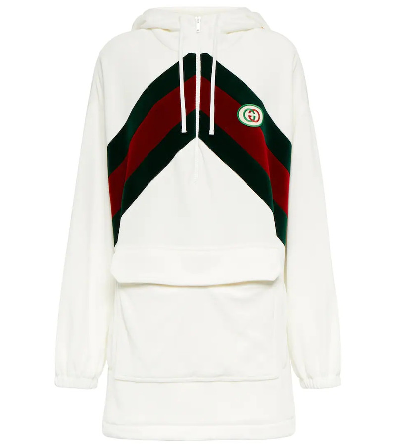 logo-patch hooded sweater dress - 1
