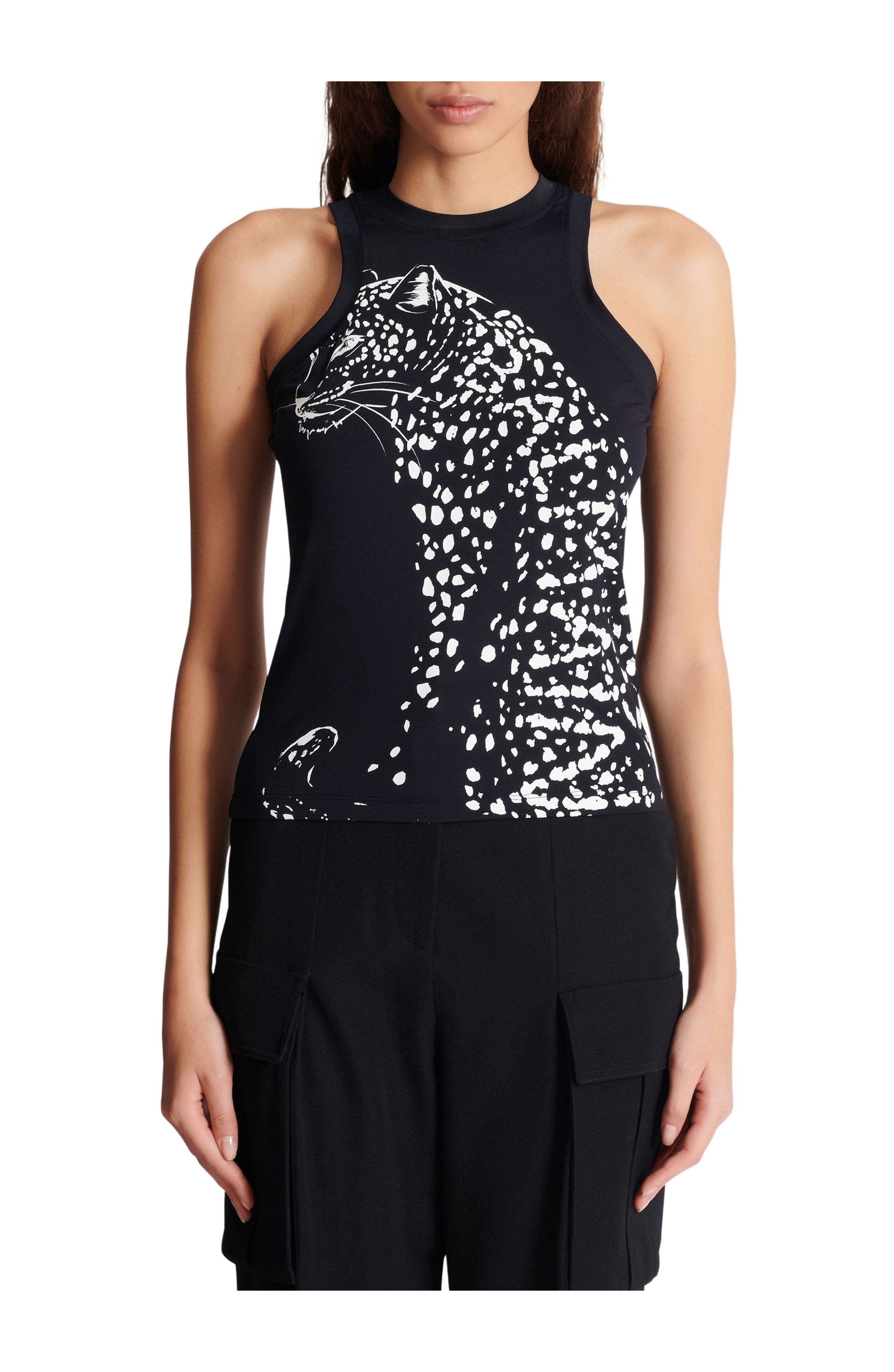 Balmain Leopard print tank top in Black at Nordstrom - 5