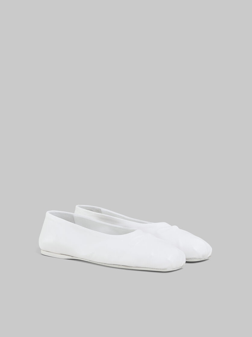 WHITE NAPPA LEATHER SEAMLESS LITTLE BOW BALLET FLAT - 2