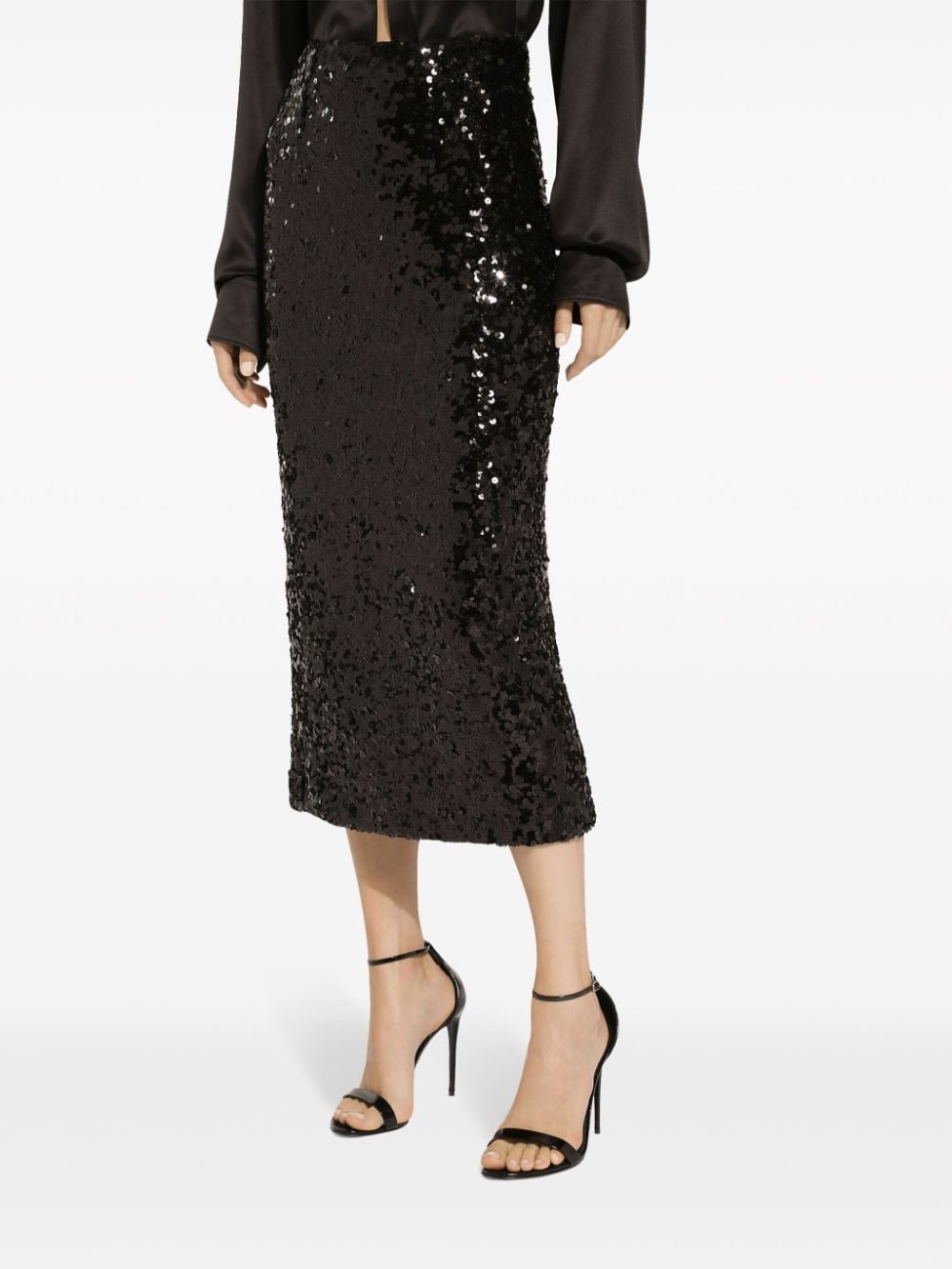sequinned pencil midi skirt - 5