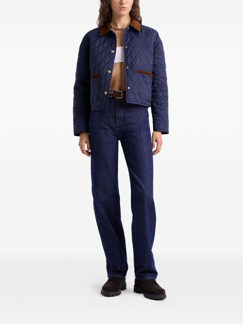 Sporty & Rich quilted corduroy-collar puffer jacket outlook