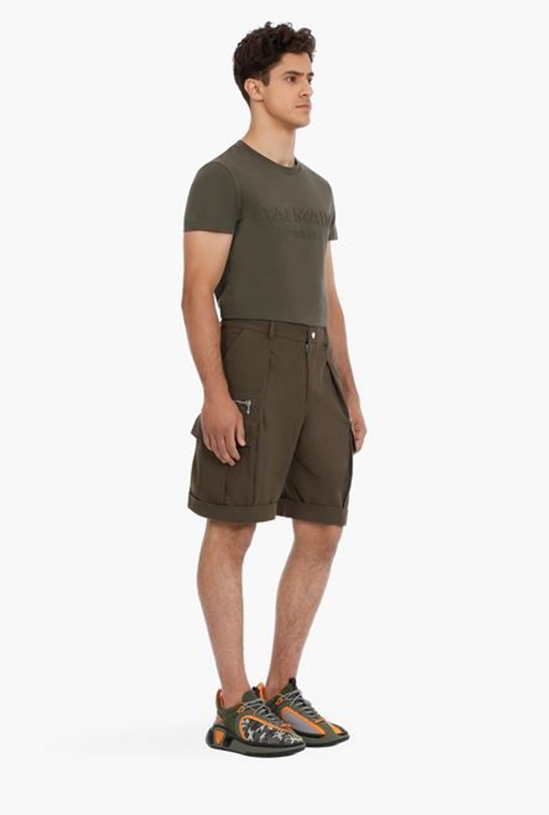 Khaki cotton cargo Bermuda shorts 7