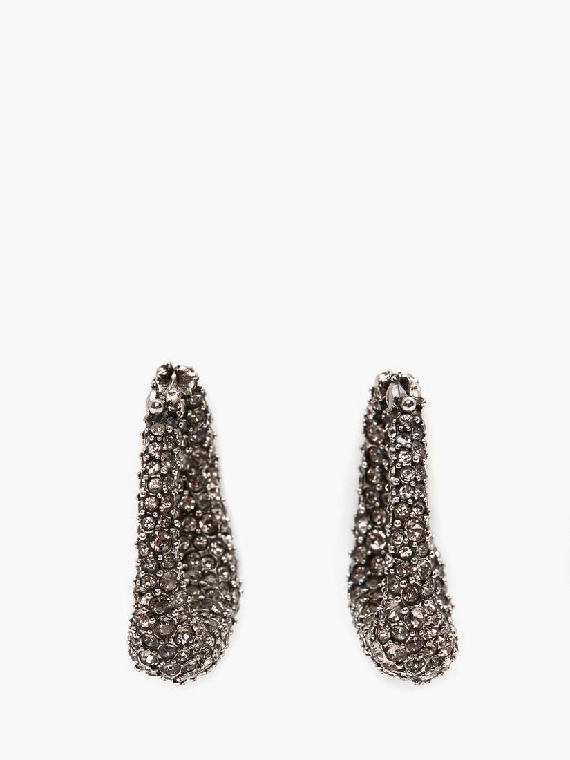 Molten Pave Earrings in Antique Silver - 2