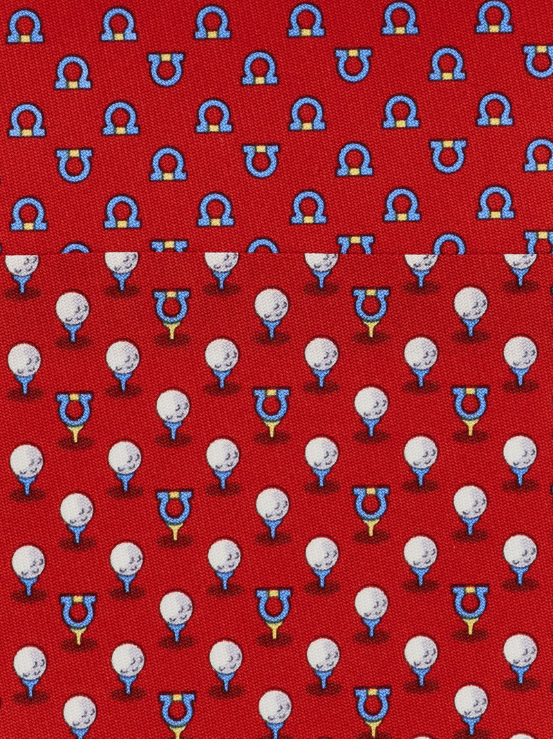 FERRAGAMO Silk tie with golf and Gancini outlook