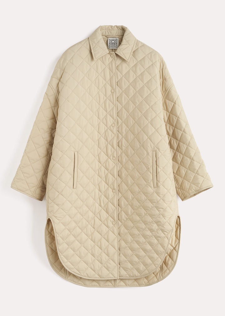 Quilted cocoon coat stone - 1