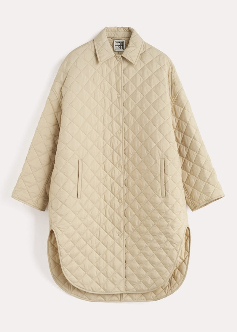 Quilted cocoon coat stone 1