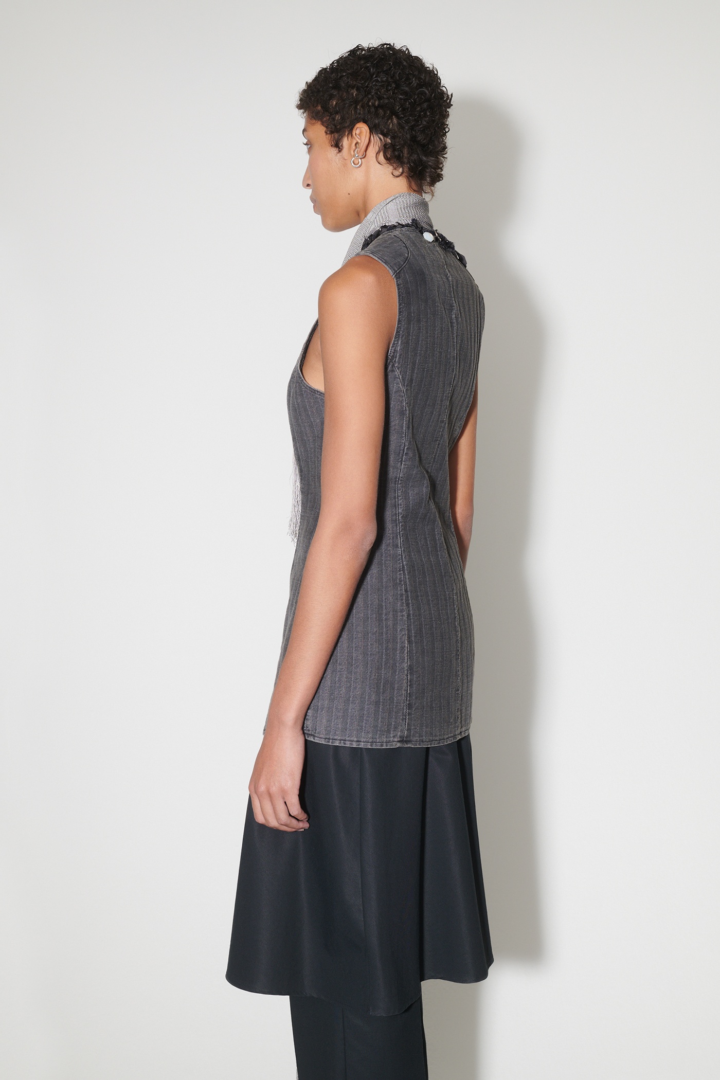 ベスト・ジレ A.P.C. Grey Wool Lise Vest Our Legacy Biker Zip Vest Washed Grey Torino Stripe | REVERSIBLE