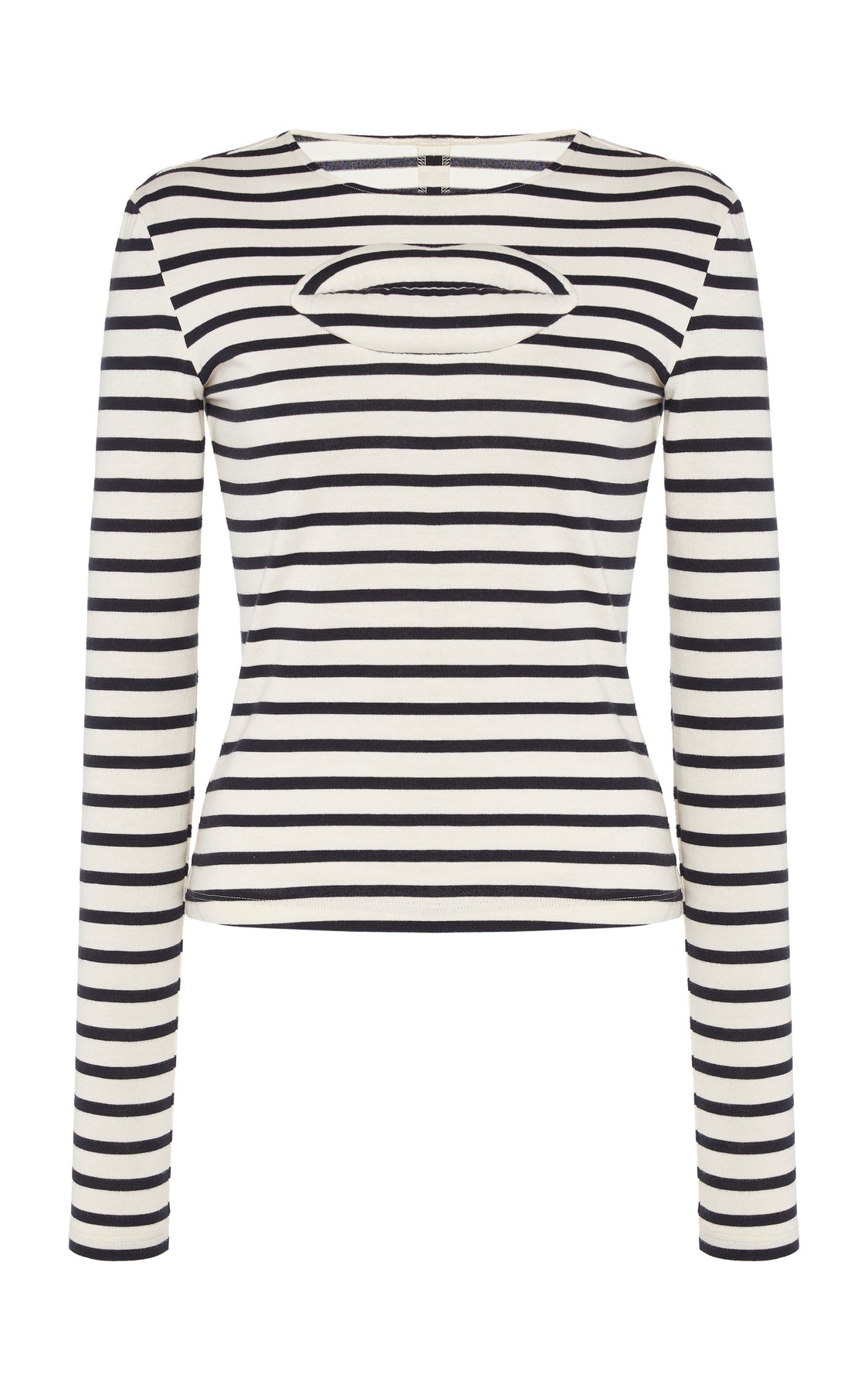STRIPED FITTED TOP WITH LIP APPLIQUE STRIPED NAVY WHITE - 4