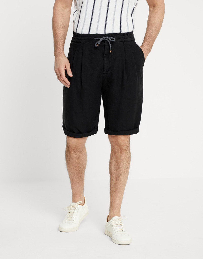 의복 염색 버뮤다 반바지 린넨 gabardine 와 drawstring 과 pleat - 1