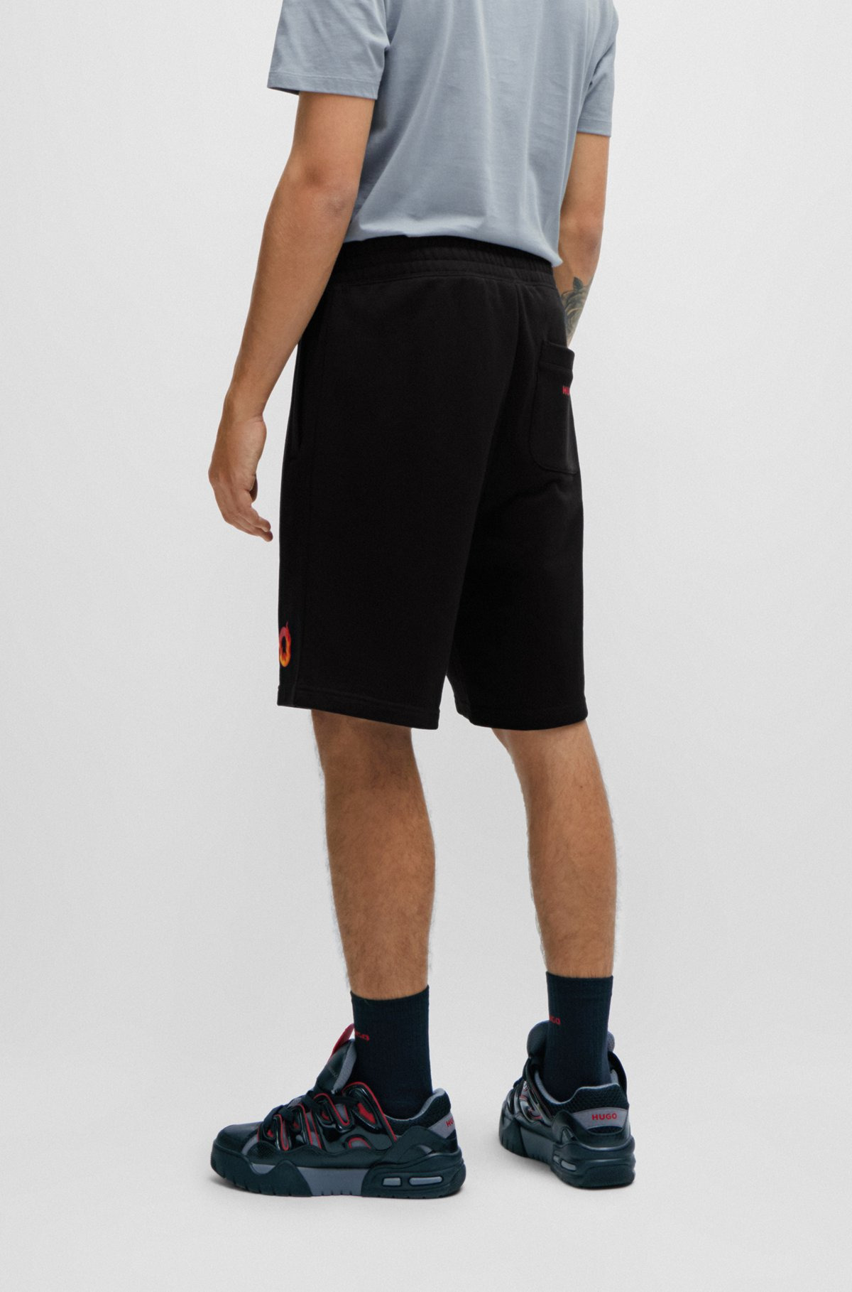 COTTON-TERRY SHORTS WITH PUFFED FLAME LOGO - 5