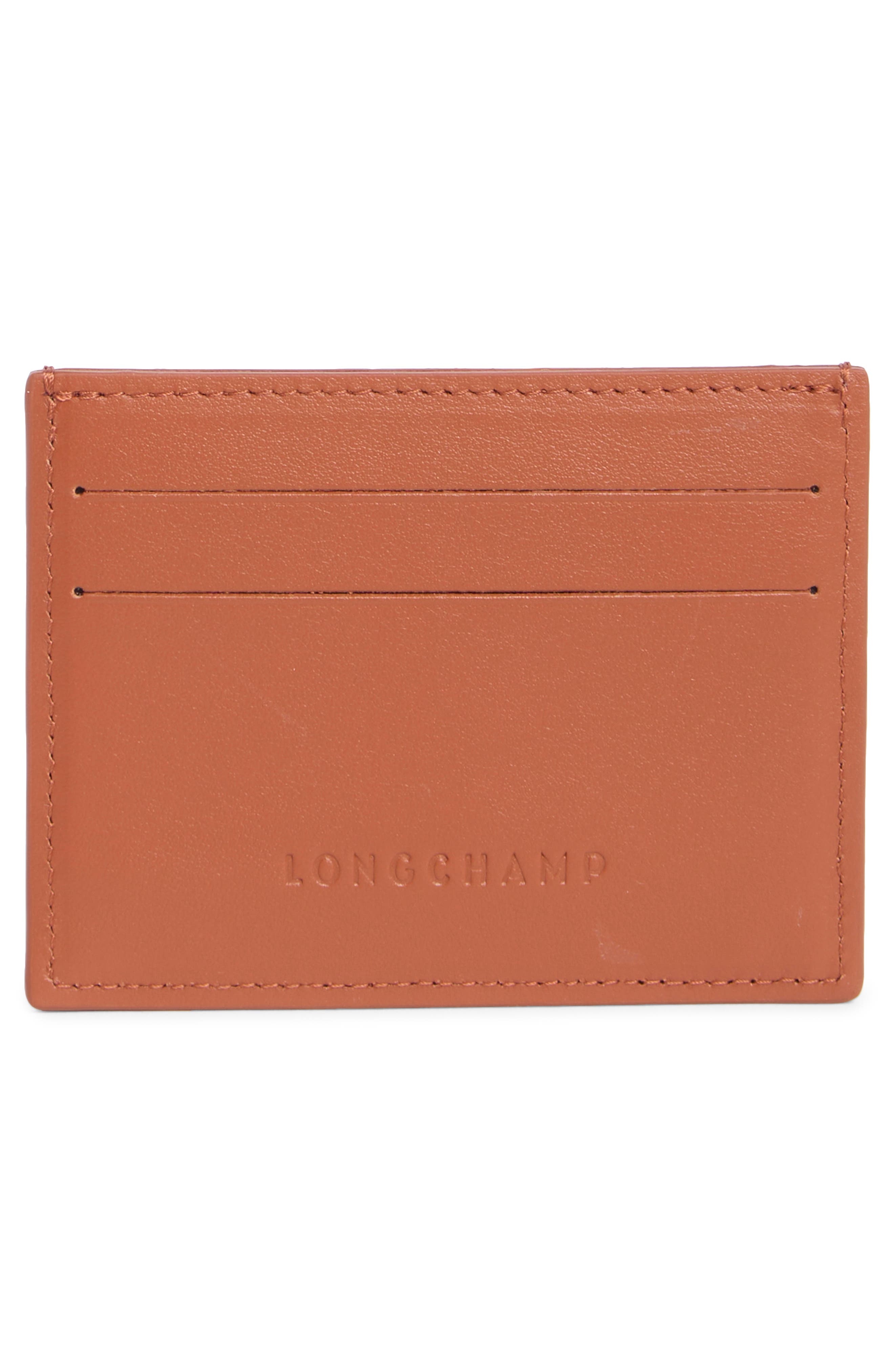 Longchamp Le Roseau Leather Card Case in Bark at Nordstrom - 3