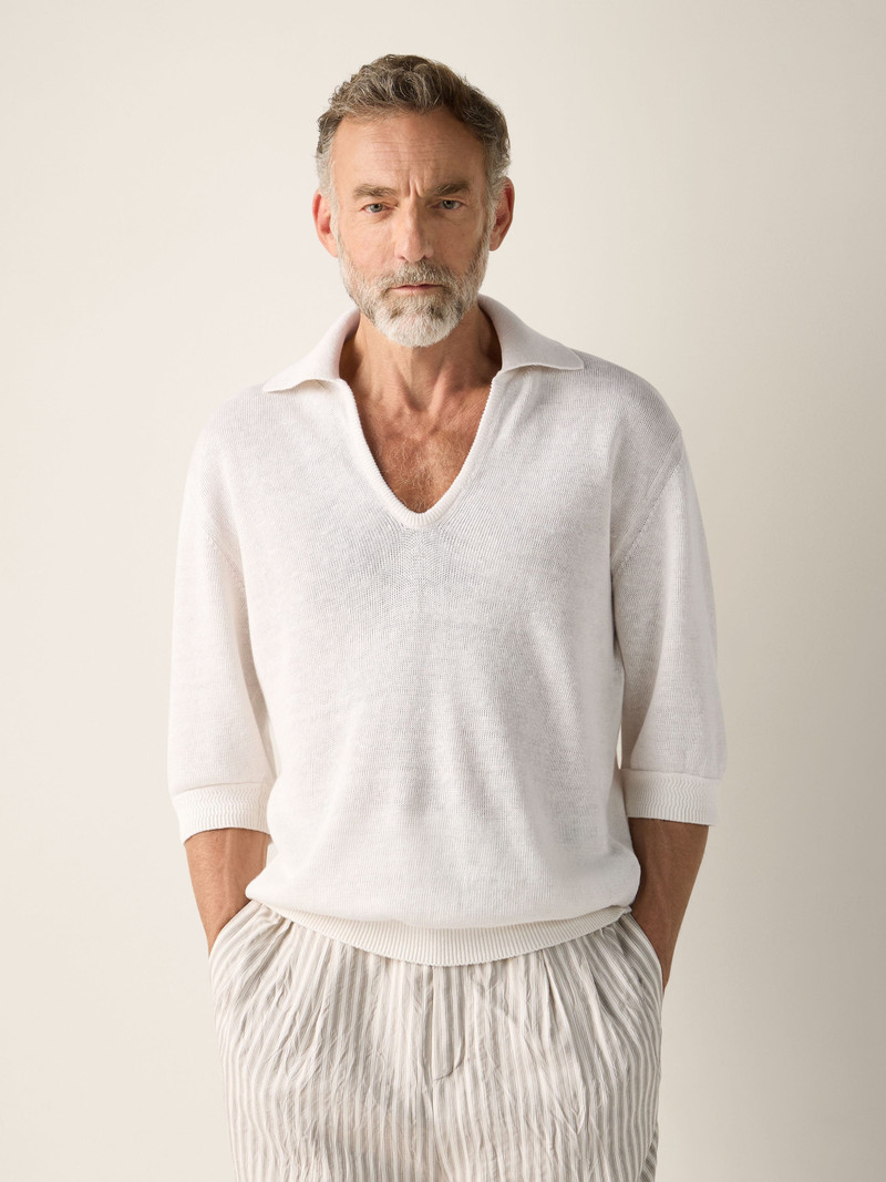 WHITE OASI LINO POLO SHIRT 3