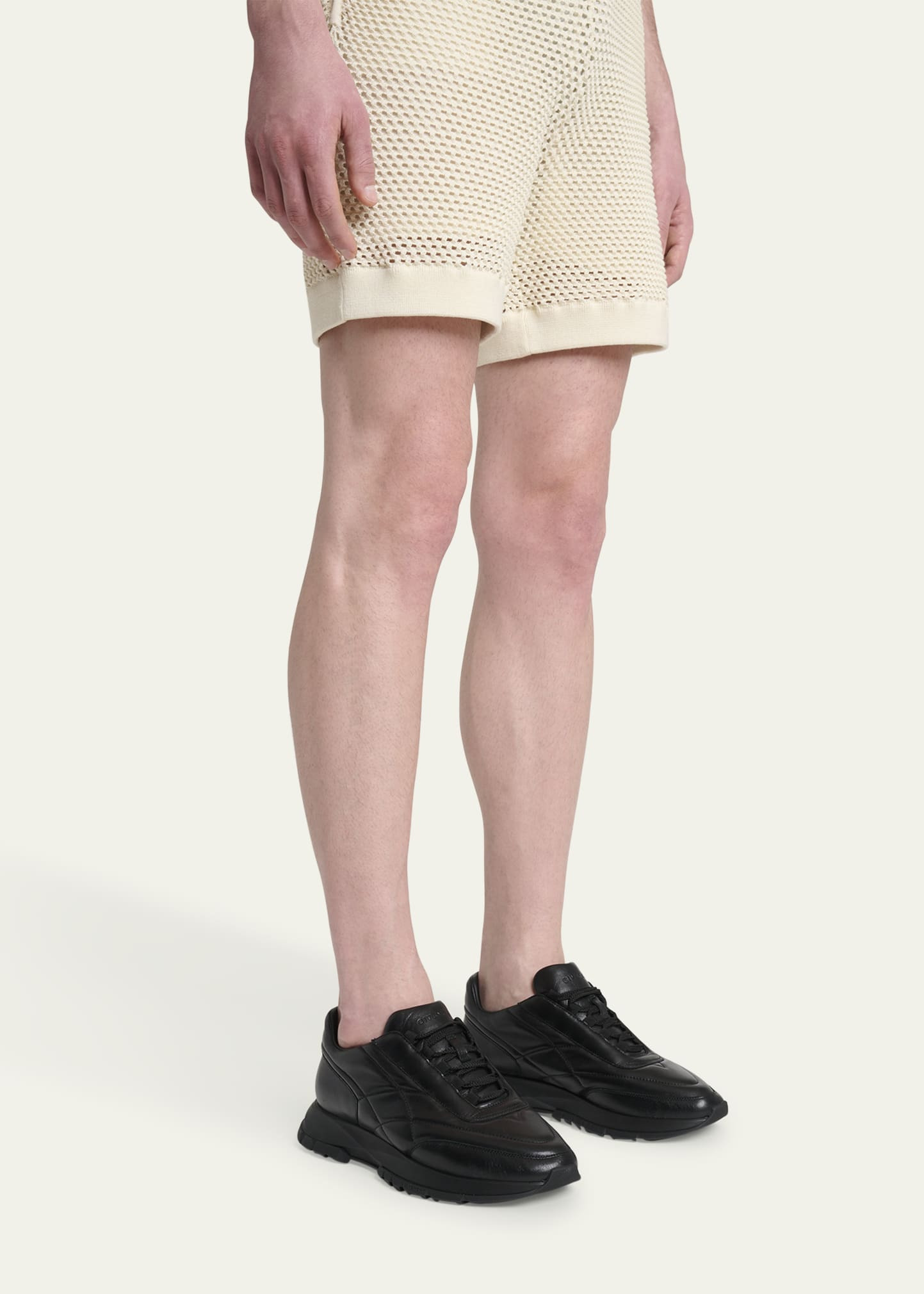 Men's Tonal Leather Low-Top Sneakers - 2