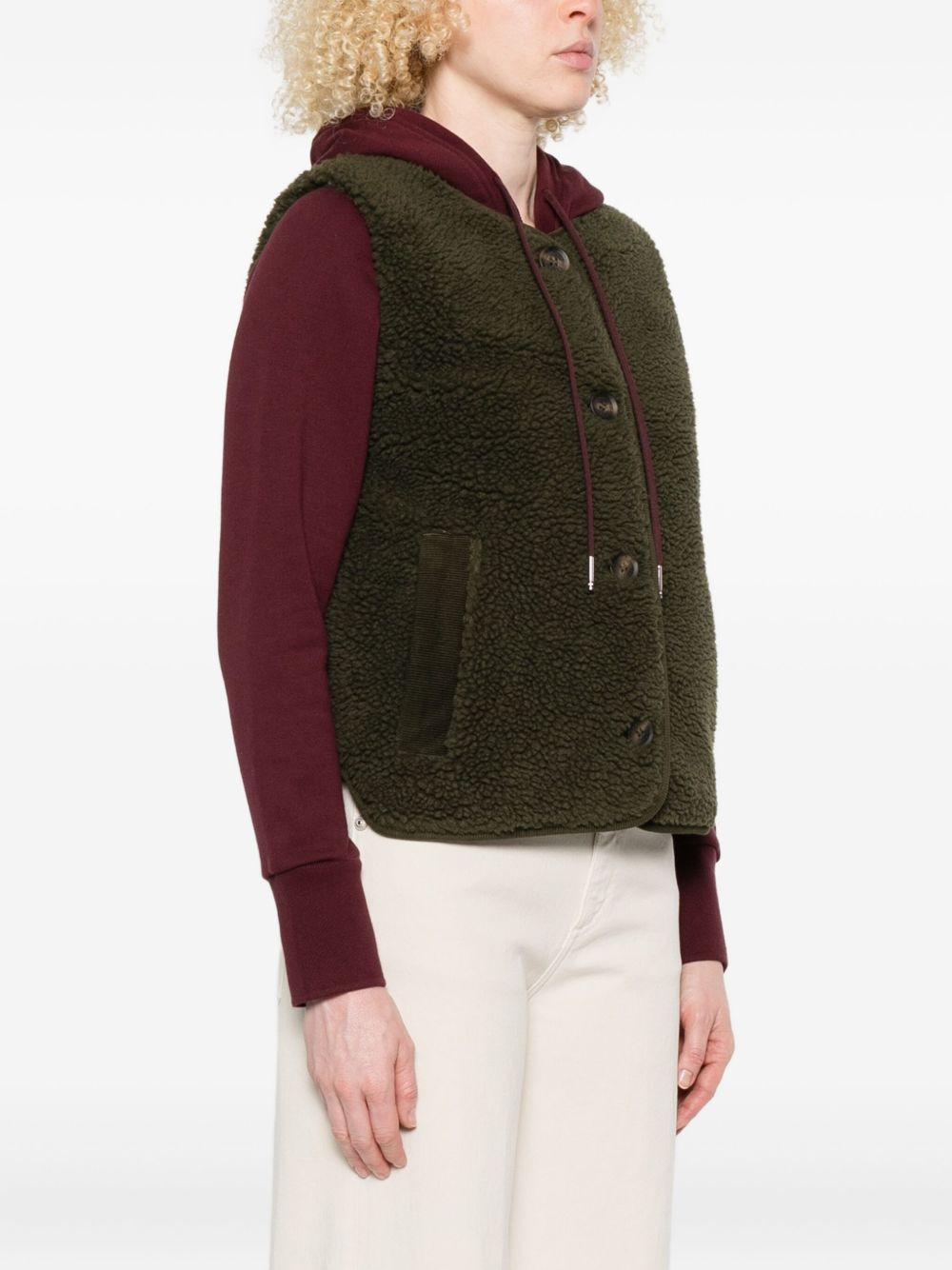 fleece buttoned gilet - 3